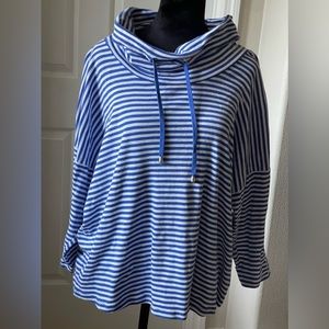 Anne Klein blue and white striped tunic sweatshirt size XXL Plus size